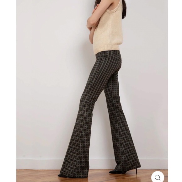 Avenue Montaigne Pants - Avenue Montaigne Bellini Starling Houndstooth Flare Pants Brown Black Size 10